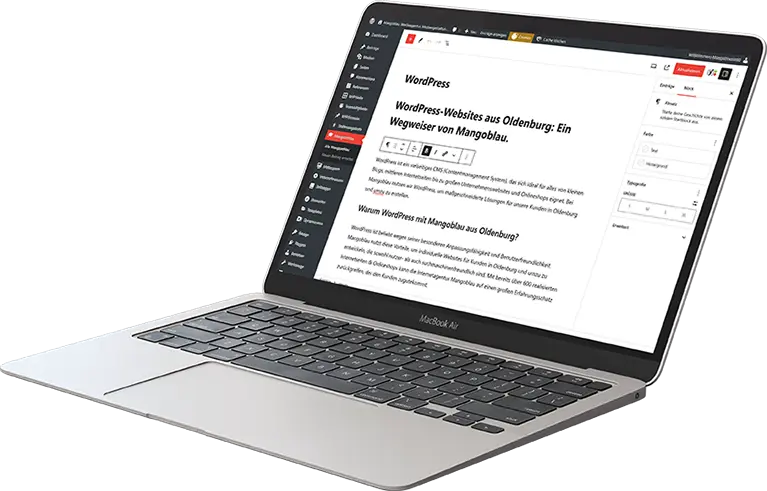 WordPress-Webseiten für Unternehmen, Elementor, WooCommerce, von der Werbeagentur Mangoblau aus Oldenburg